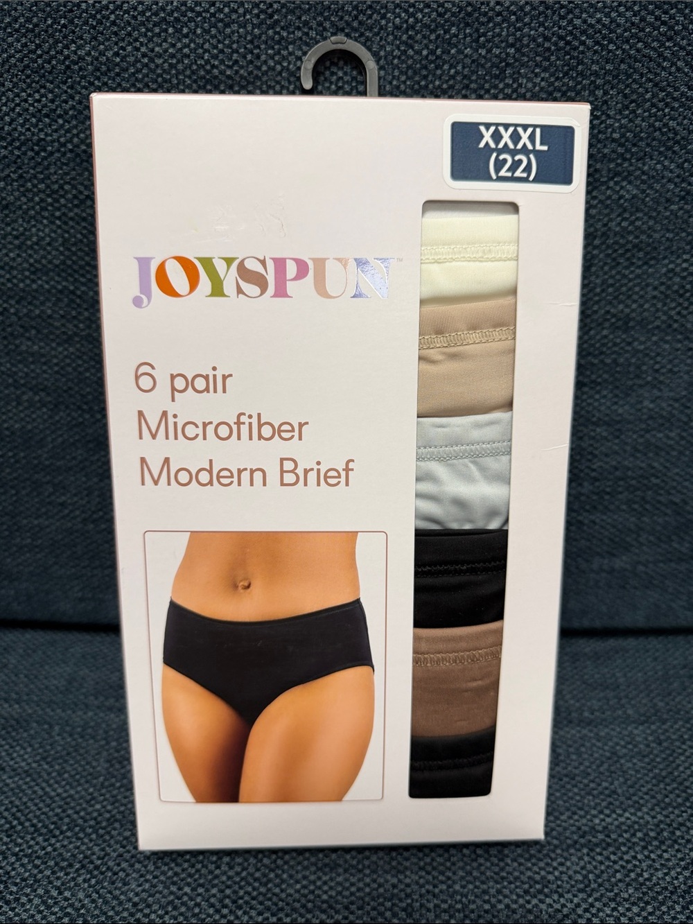 Joyspun Women’s XXXL (22) Microfiber Modern Briefs - 6 Pack (Neutral Colors)